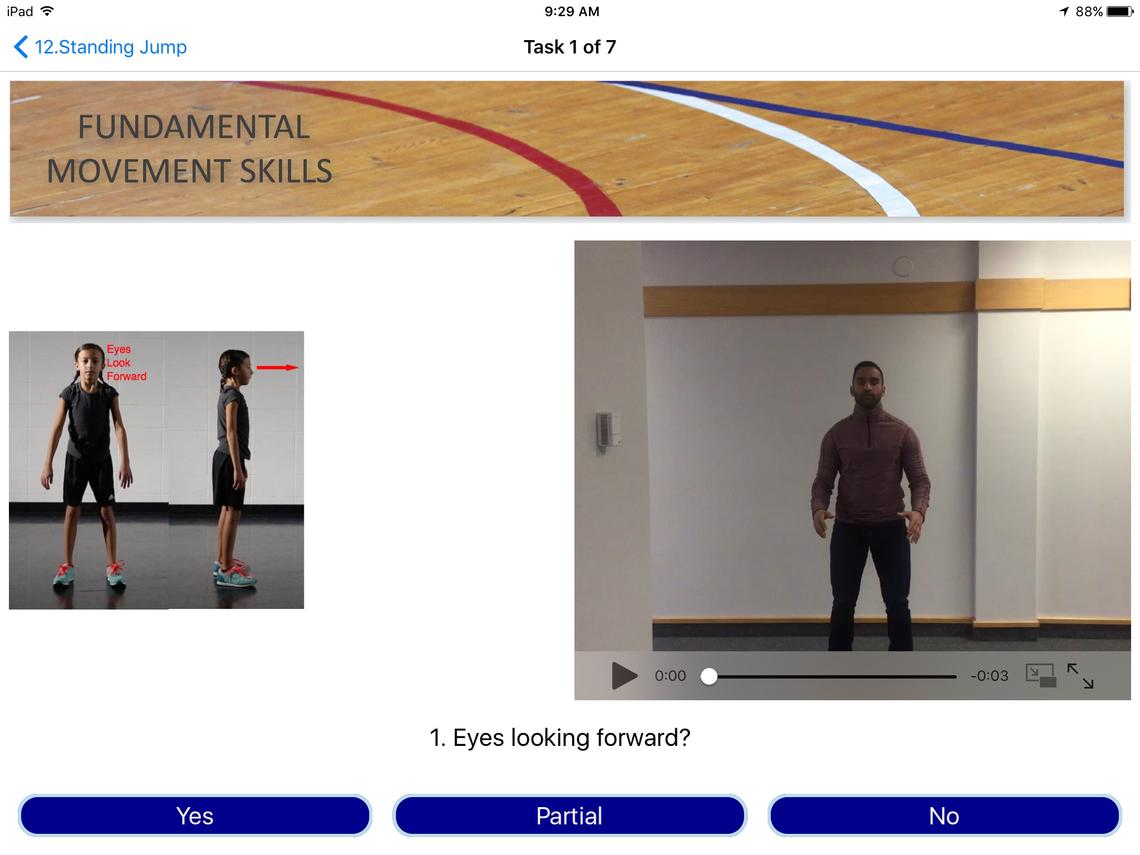 Using Move Improve to compare fundamental movement skills of standing jump for peer to peer assessment.