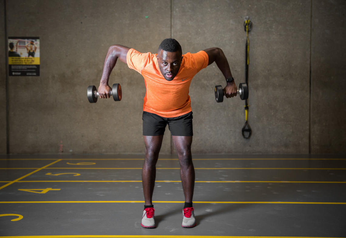 Sam Effah demonstrating the Bent-Over Row