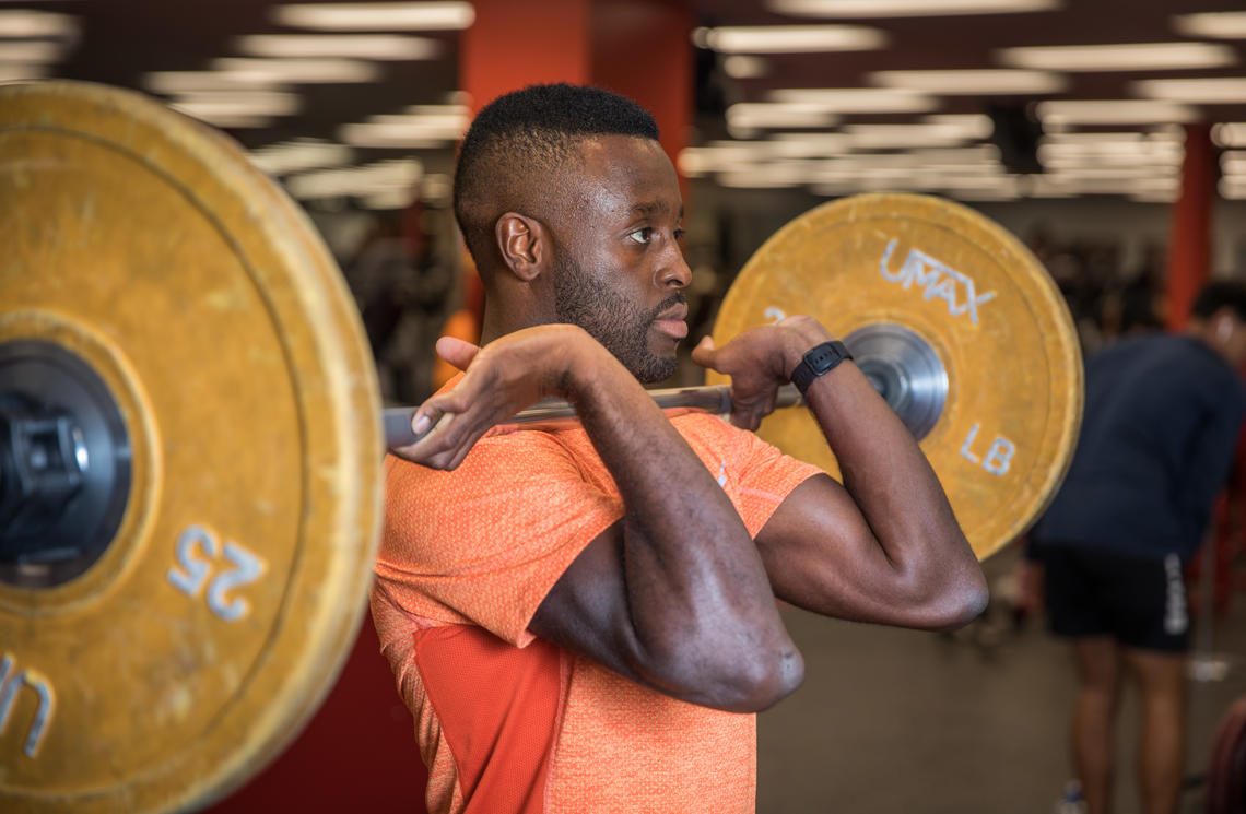 Sam Effah demonstrating his barbell technique