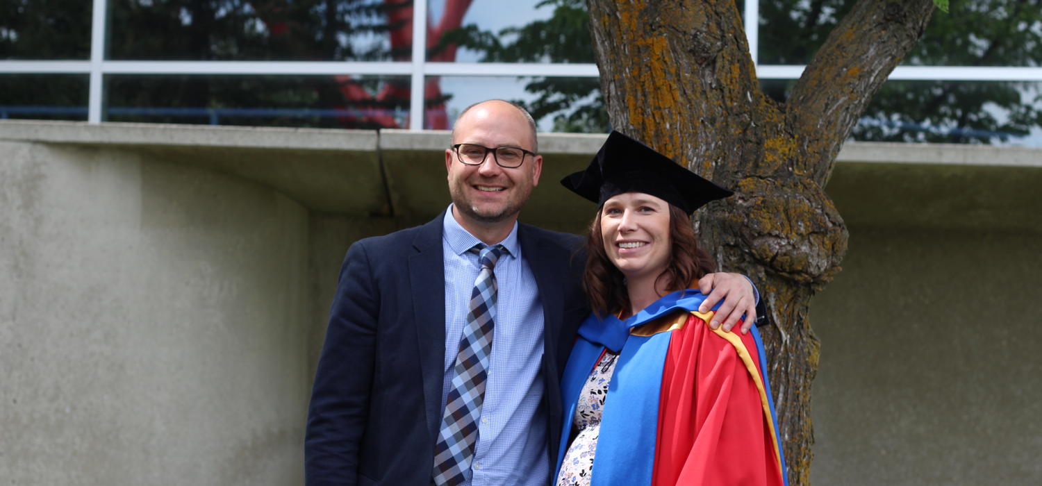 Tanya Surette and her brother, Micheal Shier, celebrate her graduation from Werklund School this June.