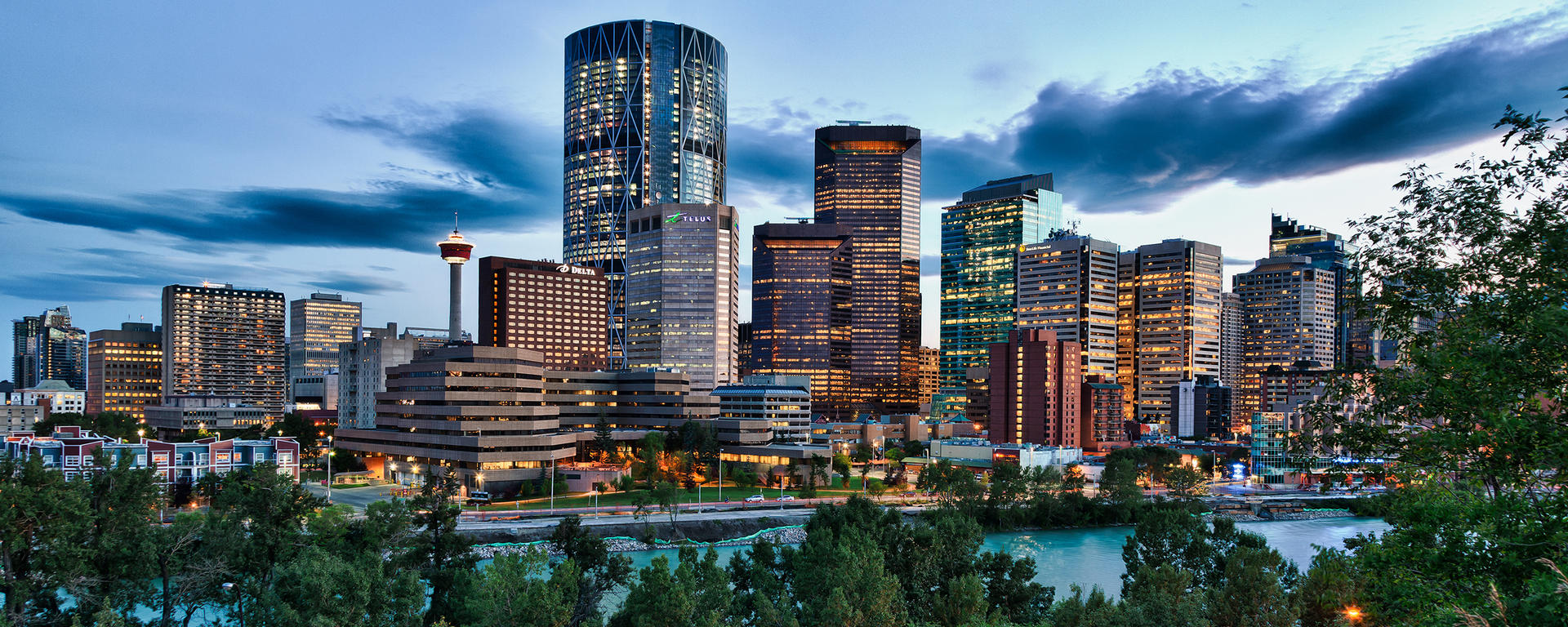 The Calgary skyline from the north side of the Bow River