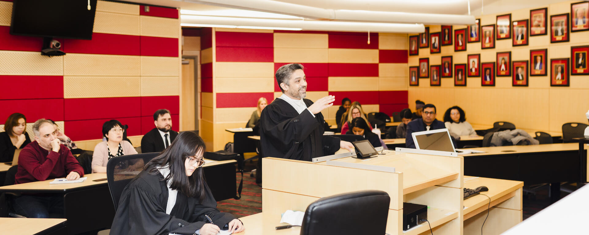 student standing at podium