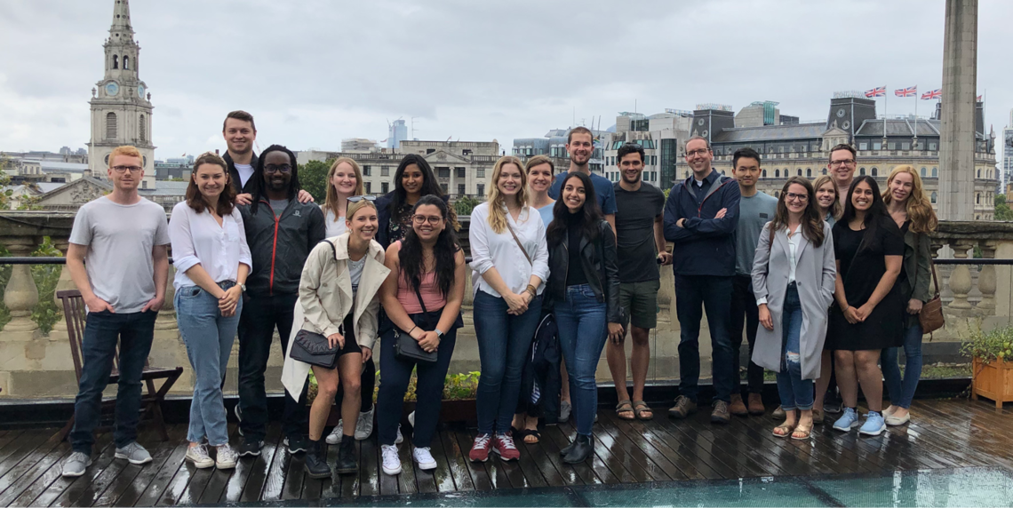Group of Corporate Law Summer Institute students posing in London